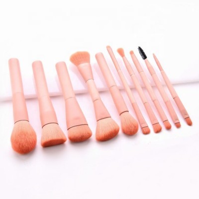 Private Label Pink 10 pcs Kabuki Foundation Concealer Eyeshadow Makeup Brush Set